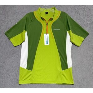 NEW mont-bell Coolmax 1/4 Zip short sleeve pullover Mens Large Green